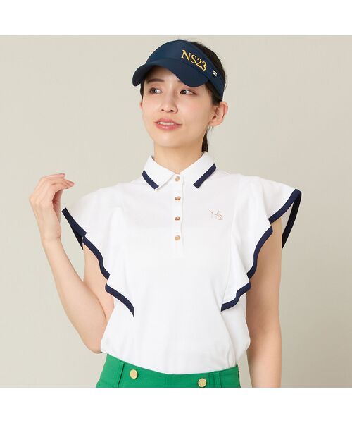 NS23 par Nissa Golf / エヌエス23・パー・ニッサゴルフ カットソー | 【Women's】【吸水速乾】ラッフルスリーブプルオーバー（ホワイト）