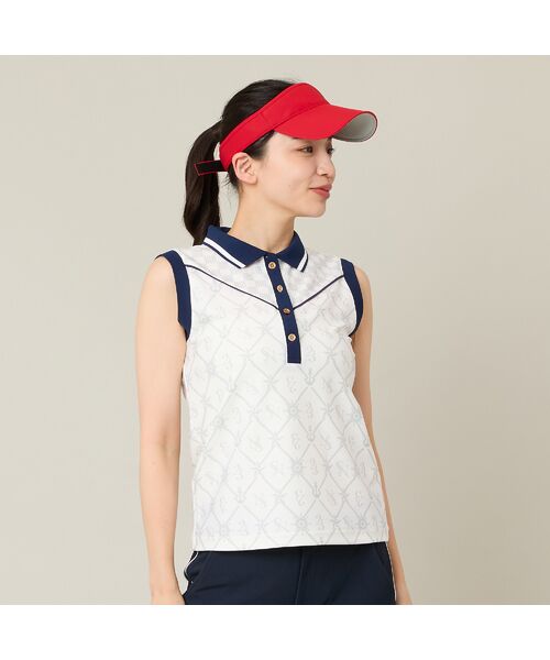 NS23 par Nissa Golf / エヌエス23・パー・ニッサゴルフ カットソー | 【Women's】【セットアップ可】マリーンプリントノースリーブ | 詳細1