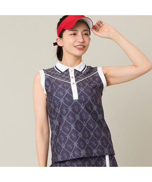 NS23 par Nissa Golf / エヌエス23・パー・ニッサゴルフ カットソー | 【Women's】【セットアップ可】マリーンプリントノースリーブ | 詳細8