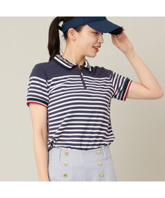 NS23 par Nissa Golf / エヌエス23・パー・ニッサゴルフ ポロシャツ | 【Women's】【吸水速乾】ハーフジップボーダーポロ