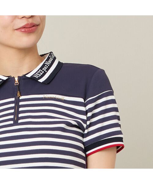 NS23 par Nissa Golf / エヌエス23・パー・ニッサゴルフ ポロシャツ | 【Women's】【吸水速乾】ハーフジップボーダーポロ | 詳細12