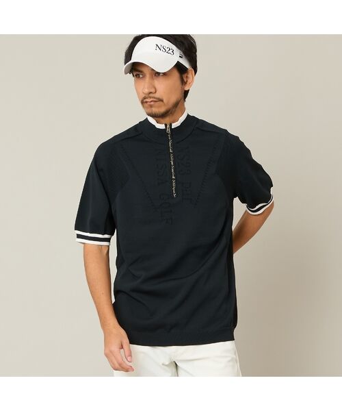 NS23 par Nissa Golf / エヌエス23・パー・ニッサゴルフ ニット・セーター | 【Men's】ホールガーメントハーフジップ（ブラック）