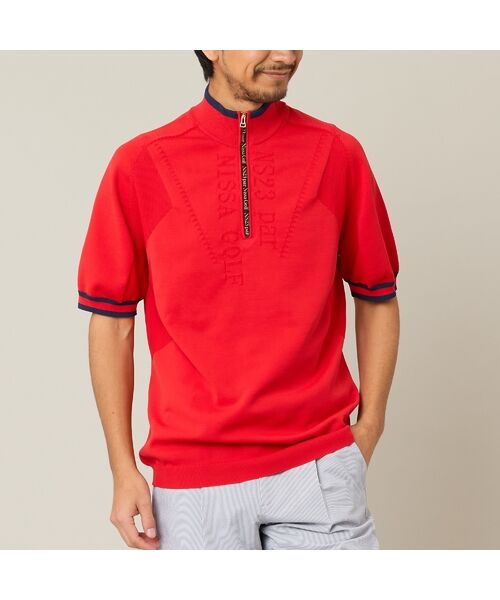 NS23 par Nissa Golf / エヌエス23・パー・ニッサゴルフ ニット・セーター | 【Men's】ホールガーメントハーフジップ（レッド）