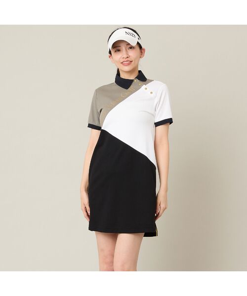 NS23 par Nissa Golf / エヌエス23・パー・ニッサゴルフ ミニ丈・ひざ丈ワンピース | 【Women's】【吸水速乾】マリーンフラッグポロワンピース(グレー)