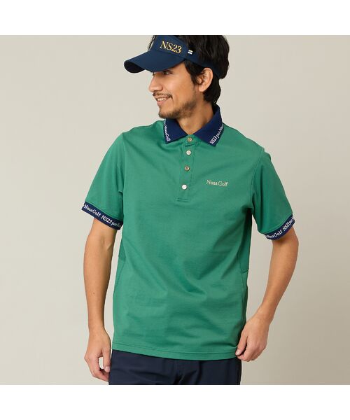 NS23 par Nissa Golf / エヌエス23・パー・ニッサゴルフ ポロシャツ | 【Men's】ロゴ襟アクティブポロシャツ（グリーン）