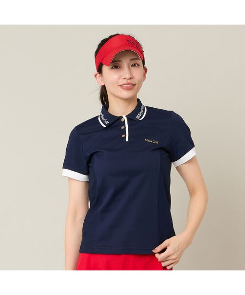 NS23 par Nissa Golf / エヌエス23・パー・ニッサゴルフ ポロシャツ | 【Women's】ロゴ襟アクティブポロシャツ（ダークブルー）