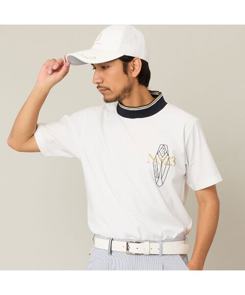 NS23 par Nissa Golf / エヌエス23・パー・ニッサゴルフ カットソー | 【Men's】マリンモチーフモックネック（ホワイト）