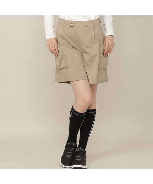 NS23 par Nissa Golf / エヌエス23・パー・ニッサゴルフ ショート・ハーフ・半端丈パンツ | 【Women's/接触冷感/撥水性/セットアップ対応】軽量ストレッチハーフパンツ(ベージュ)