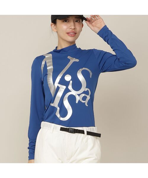 NS23 par Nissa Golf / エヌエス23・パー・ニッサゴルフ シャツ・ブラウス | 【Women's】ロゴプリントモックネック(ブルー)