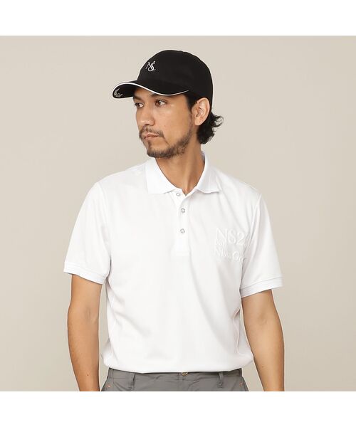 NS23 par Nissa Golf / エヌエス23・パー・ニッサゴルフ ポロシャツ | 【Men's/吸水速乾/UVカット/接触冷感】立体ロゴ半袖ポロシャツ(ホワイト)