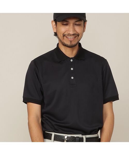 NS23 par Nissa Golf / エヌエス23・パー・ニッサゴルフ ポロシャツ | 【Men's/吸水速乾/UVカット/接触冷感】立体ロゴ半袖ポロシャツ(ブラック)