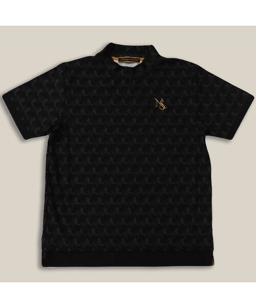 NS23 par Nissa Golf / エヌエス23・パー・ニッサゴルフ シャツ・ブラウス | 【Men's】モノグラムプリント半袖モックネック（ブラック）