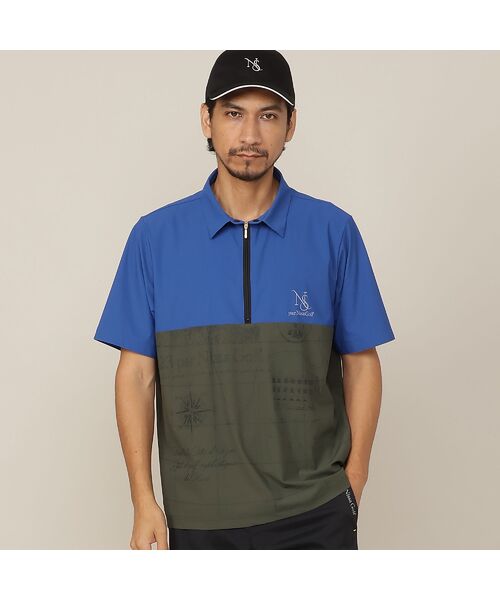 NS23 par Nissa Golf / エヌエス23・パー・ニッサゴルフ ポロシャツ | 地図プリントジャージーシャツ(ブラック)