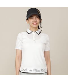NS23 par Nissa Golf / エヌエス23・パー・ニッサゴルフ ポロシャツ | 【Women's／吸水速乾／UVカット／接触冷感】ロゴ編み半袖ポロシャツ