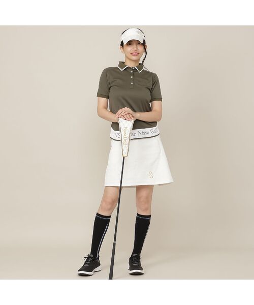 NS23 par Nissa Golf / エヌエス23・パー・ニッサゴルフ ポロシャツ | 【Women's/吸水速乾/UVカット/接触冷感】ロゴ編み半袖ポロシャツ | 詳細12