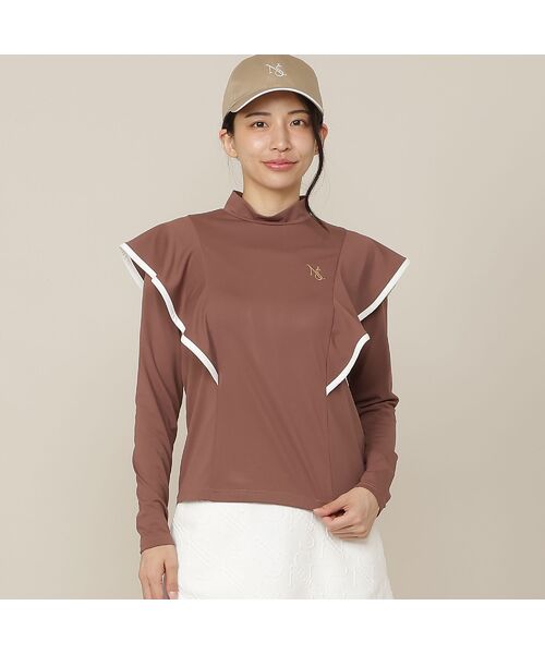 NS23 par Nissa Golf / エヌエス23・パー・ニッサゴルフ シャツ・ブラウス | 【Women's】フリルモックネック(ブラウン)