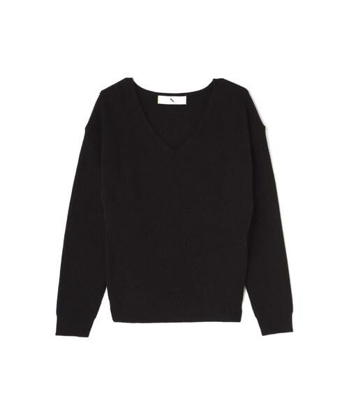 ＊＊N.Natural Beauty Basic / エヌ ナチュラルビューティーベーシック ニット・セーター | ハイゲージアゼVネックニット（ブラック）