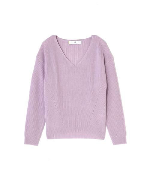 ＊＊N.Natural Beauty Basic / エヌ ナチュラルビューティーベーシック ニット・セーター | ハイゲージアゼVネックニット（ラベンダー）