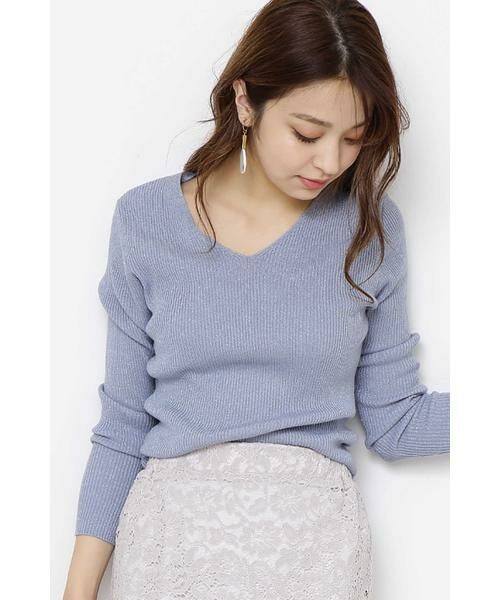 ＊＊N.Natural Beauty Basic / エヌ ナチュラルビューティーベーシック ニット・セーター | ラメリブニット（ブルー）