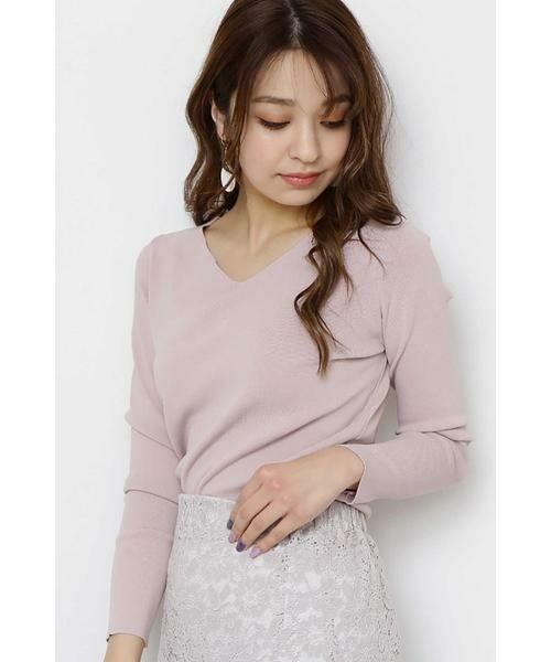 ＊＊N.Natural Beauty Basic / エヌ ナチュラルビューティーベーシック ニット・セーター | 総針Vネックニット（ピンク）