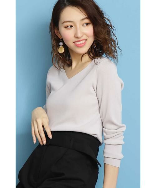 ＊＊N.Natural Beauty Basic / エヌ ナチュラルビューティーベーシック ニット・セーター | 総針Vネックニット（グレー）