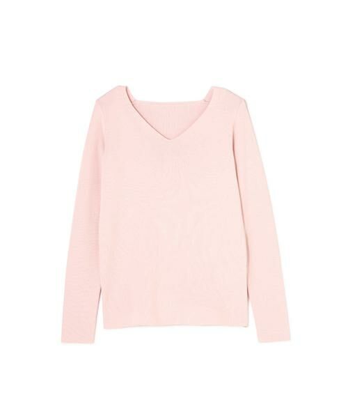 ＊＊N.Natural Beauty Basic / エヌ ナチュラルビューティーベーシック ニット・セーター | 総針Vネックニット（ピンク1）
