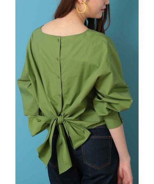 ＊＊N.Natural Beauty Basic / エヌ ナチュラルビューティーベーシック シャツ・ブラウス | バックリボンタイプライターブラウス（グリーン）