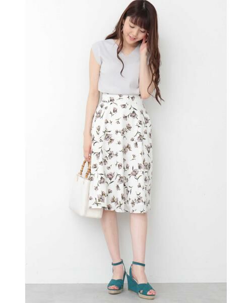 ＊＊N.Natural Beauty Basic / エヌ ナチュラルビューティーベーシック スカート | フラワーフレアミモレスカート | 詳細2