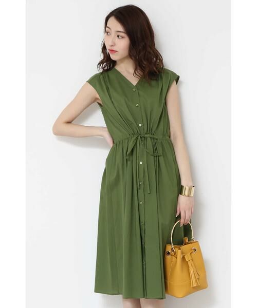 ＊＊N.Natural Beauty Basic / エヌ ナチュラルビューティーベーシック ワンピース | コットンローンミモレワンピース（グリーン）