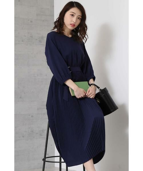 ＊＊N.Natural Beauty Basic / エヌ ナチュラルビューティーベーシック ワンピース | プリーツワンピース（ネイビー）