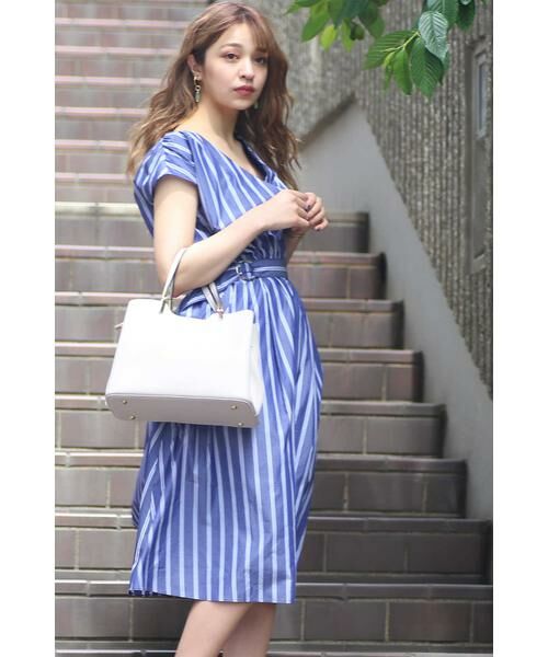 ＊＊N.Natural Beauty Basic / エヌ ナチュラルビューティーベーシック ワンピース | カシュクールノースリーブワンピース（ストライプ3）