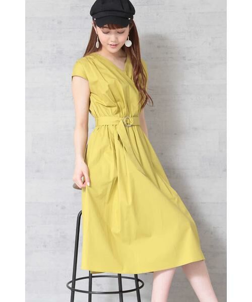 ＊＊N.Natural Beauty Basic / エヌ ナチュラルビューティーベーシック ワンピース | カシュクールノースリーブワンピース（イエロー）