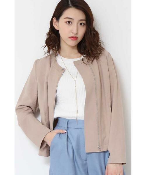 ノーカラー麻混ジャケット （ブルゾン）｜＊＊N.Natural Beauty Basic