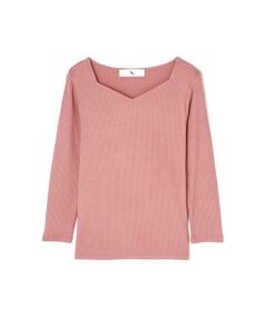 ハートネックリブカットソー