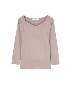 ハートネックリブカットソー