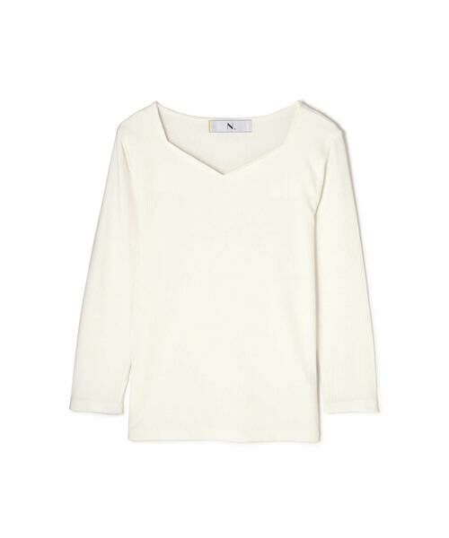 ＊＊N.Natural Beauty Basic / エヌ ナチュラルビューティーベーシック カットソー | ハートネックリブカットソー（ホワイト）