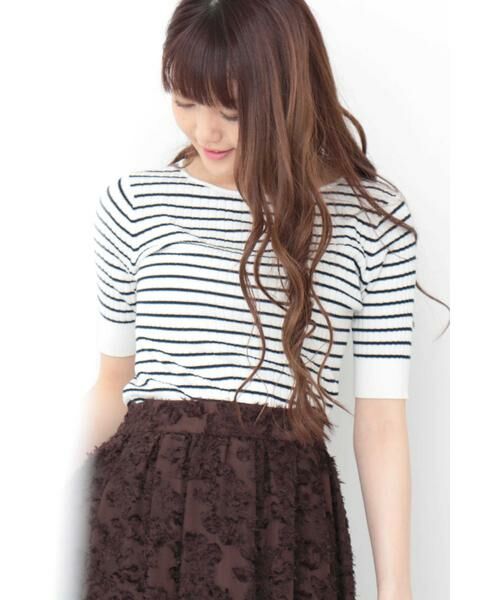 ＊＊N.Natural Beauty Basic / エヌ ナチュラルビューティーベーシック ニット・セーター | コットンモダールボートネックニット（ボーダー1）