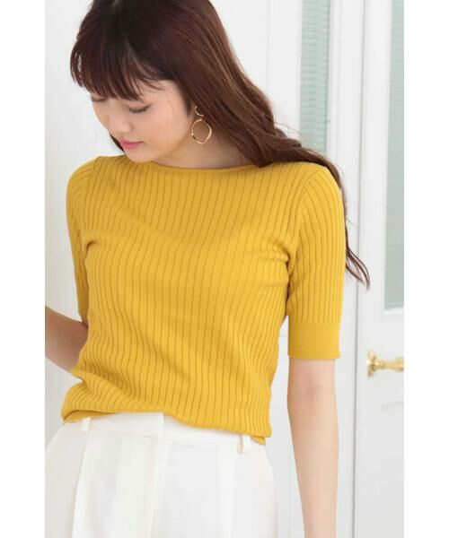 ＊＊N.Natural Beauty Basic / エヌ ナチュラルビューティーベーシック ニット・セーター | コットンモダールボートネックニット（イエロー）