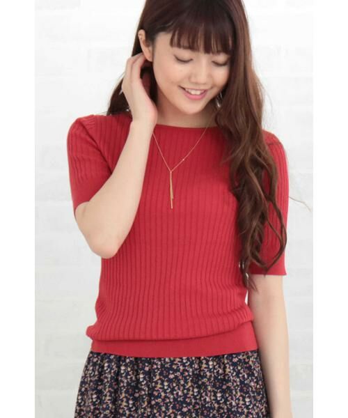 ＊＊N.Natural Beauty Basic / エヌ ナチュラルビューティーベーシック ニット・セーター | コットンモダールボートネックニット（レッド）