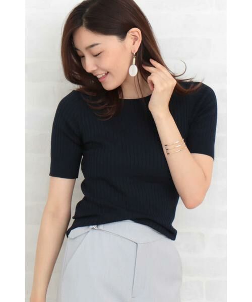 ＊＊N.Natural Beauty Basic / エヌ ナチュラルビューティーベーシック ニット・セーター | コットンモダールボートネックニット（ネイビー）