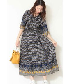 エスニックパネルプリントワンピース