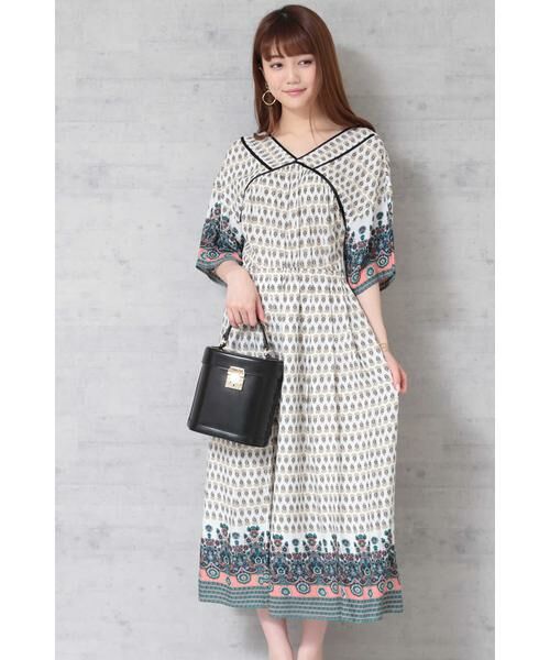 ＊＊N.Natural Beauty Basic / エヌ ナチュラルビューティーベーシック ワンピース | エスニックパネルプリントワンピース（ホワイト1）