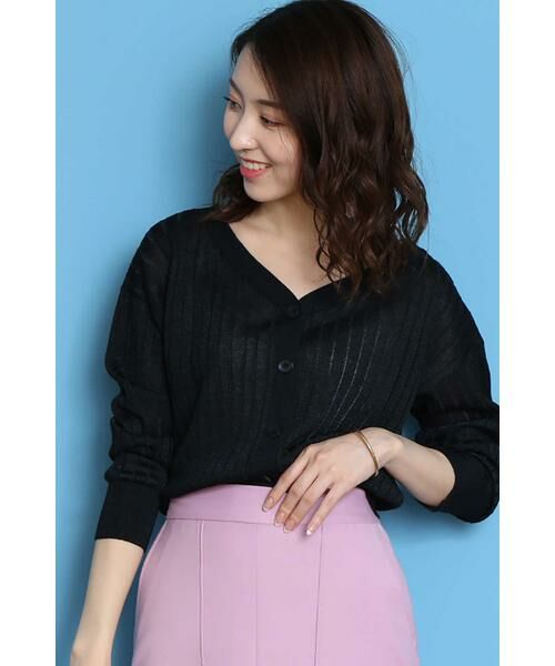 ＊＊N.Natural Beauty Basic / エヌ ナチュラルビューティーベーシック カーディガン・ボレロ | ラビータワイドリブカーディガン（ネイビー）
