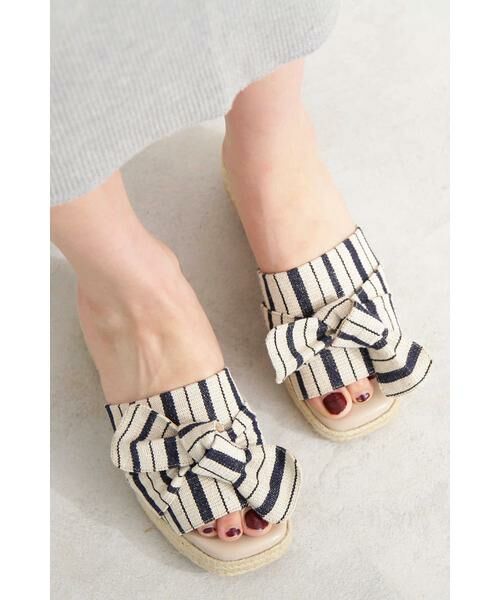 ＊＊N.Natural Beauty Basic / エヌ ナチュラルビューティーベーシック サンダル | ツイストリボンジュートサンダル（ストライプ1）
