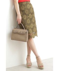 ビッグフラワーケミカルレースタイトスカート