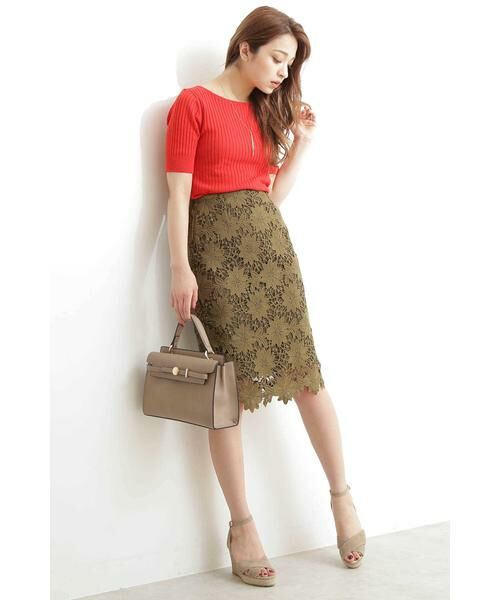 ＊＊N.Natural Beauty Basic / エヌ ナチュラルビューティーベーシック スカート | ビッグフラワーケミカルレースタイトスカート | 詳細18