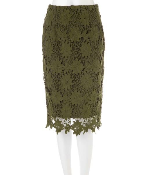＊＊N.Natural Beauty Basic / エヌ ナチュラルビューティーベーシック スカート | ビッグフラワーケミカルレースタイトスカート | 詳細20