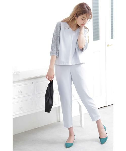 ＊＊N.Natural Beauty Basic / エヌ ナチュラルビューティーベーシック ワンピース | ポーチ付レーススリーブセットアップ（トラベル）（グレー）