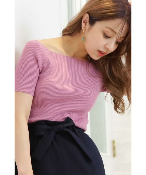 ＊＊N.Natural Beauty Basic / エヌ ナチュラルビューティーベーシック ニット・セーター | スクエアネックリブニット（ピンク）