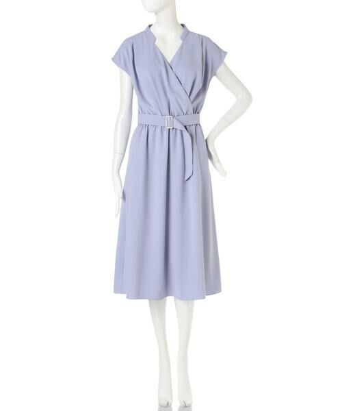 ベルト付き♪ とろみカシュクールワンピース M ナチュラルビューティーベーシック ベルト付き♪ とろみカシュクールワンピース M ナチュラル